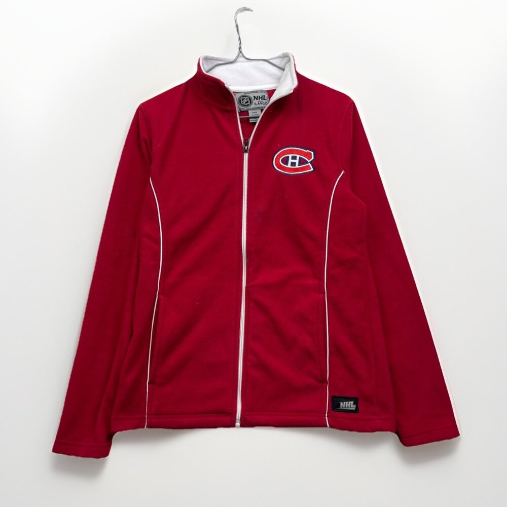 VTG Montreal Canadiens Polar Fleece Full Zip Jacket Wom M Red Ilanco NHL Hockey